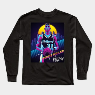 Reggie Miller Choke Sign Basketball Legend Signature Vintage Retro 80s 90s Bootleg Rap Style Long Sleeve T-Shirt